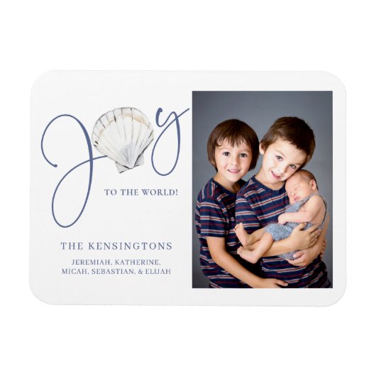 Seashell Christmas Joy Holiday Foto Magnet (Horizontal)