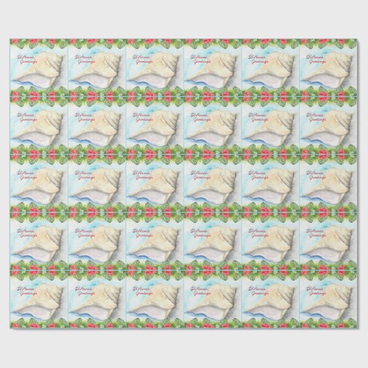Seashell Christmas Wrapping Paper Geschenkpapier (Flach)