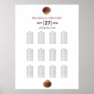 Seashell Clams Hochzeitsdiagramm Poster