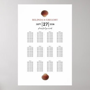 Seashell Clams Hochzeitsdiagramm Poster