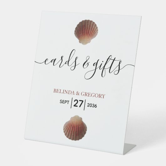 Seashell Clams Wedding Cards & Gifts Sockelschild (Vorderseite)