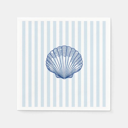 Seashell Coastal Painting Nautical Stripe Serviette (Vorderseite)