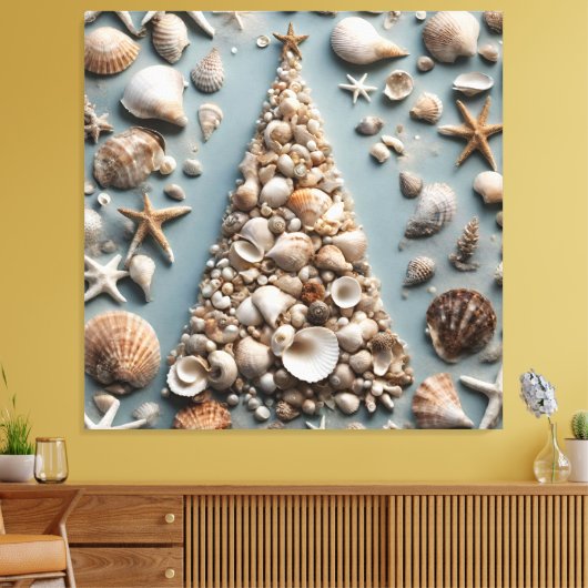 Seashell Coastal Weihnachtsbaum Leinwanddruck (Insitu (Wohnzimmer))