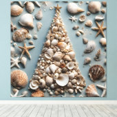 Seashell Coastal Weihnachtsbaum Leinwanddruck (Insitu (Holzboden))
