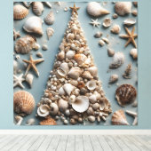 Seashell Coastal Weihnachtsbaum Leinwanddruck (Insitu (Holzboden))