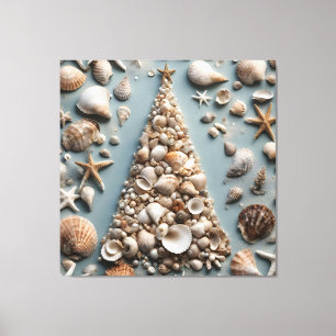 Seashell Coastal Weihnachtsbaum Leinwanddruck