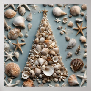 Seashell Coastal Weihnachtsbaum Poster