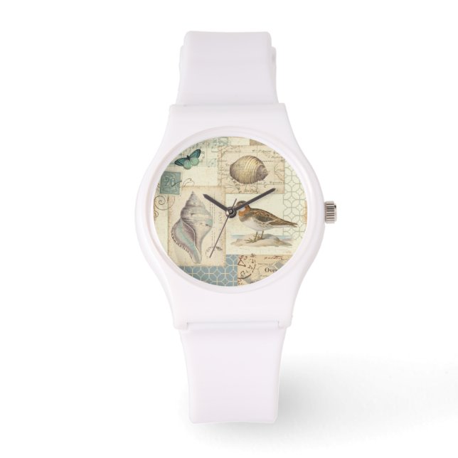 Seashell Collage Armbanduhr (Vorderseite)