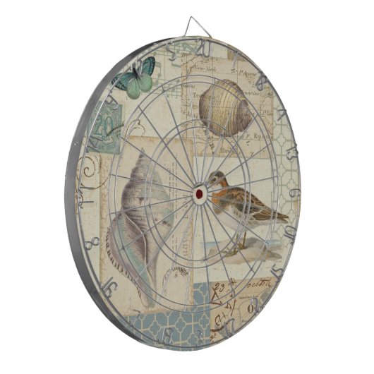 Seashell-Collage Dartscheibe (Vorderseite Links)