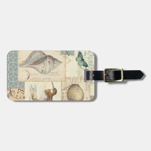 Seashell-Collage Gepäckanhänger (Vorderseite horizontal)