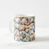 Seashell Collage iridescent Marine Küsten-Chic Kaffeetasse (Vorderseite Links)
