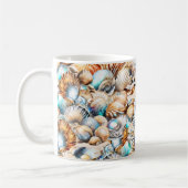 Seashell Collage iridescent Marine Küsten-Chic Kaffeetasse (Links)