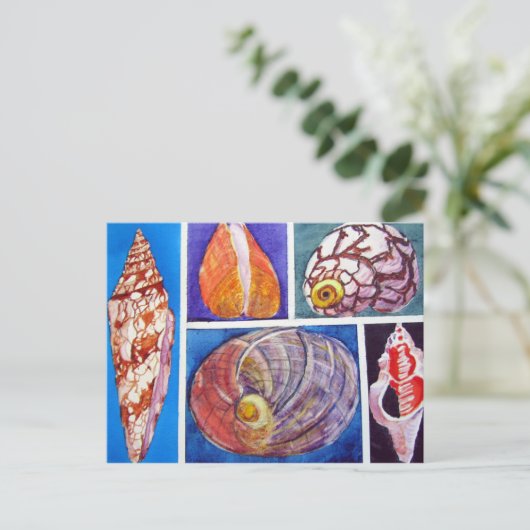 Seashell Collage Postkarte (Stehend Vorderseite)