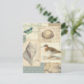 Seashell Collage Postkarte (Stehend Vorderseite)