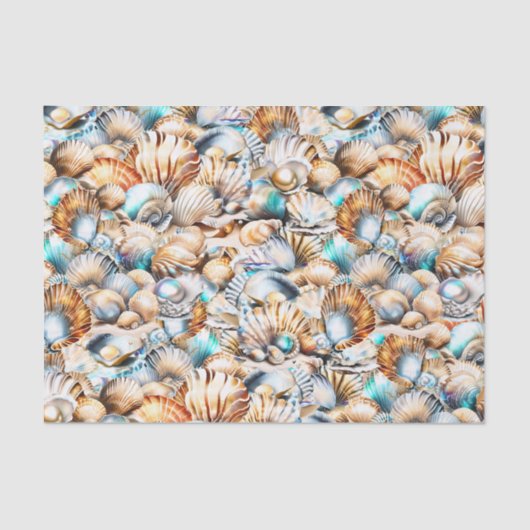 Seashell Collage tropische iridescent nautische Ch Seidenpapier (Vorderseite)