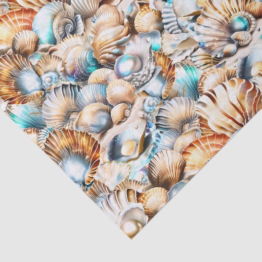 Seashell Collage tropische iridescent nautische Ch Seidenpapier (Ausschnitt)