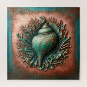 Seashell Copper und Patina Beach House Puzzle