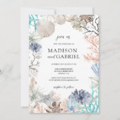 Seashell Coral Starfish Hochzeit am Meer Einladung (Vorderseite)