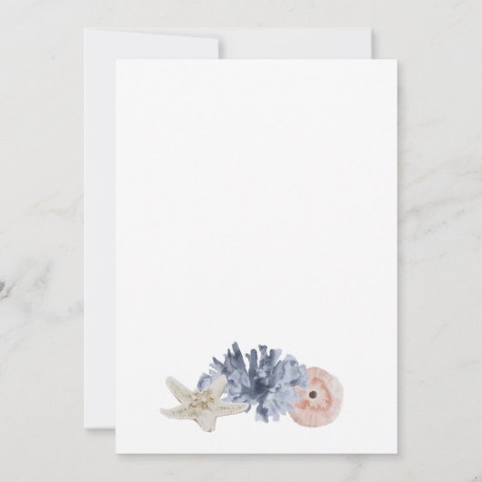 Seashell Coral Starfish Hochzeit am Meer Einladung (Rückseite)