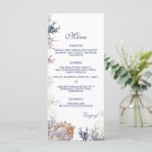 Seashell Corals Beach Wedding Menükarte (Stehend Vorderseite)