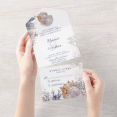 Seashell Corals Wedding All In One Einladung (Abreißen)