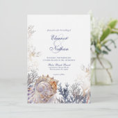 Seashell Corals Wedding Einladung (Stehend Vorderseite)