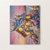 Seashell Cottage Whimsical Mermaid Beach House Puzzle (Vertikal)