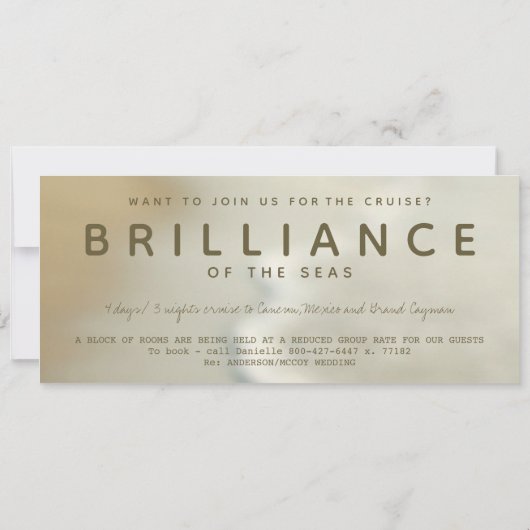 Seashell Cruise Ship Boarding Pass Wedding RSVP Einladung (Rückseite)