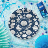 Seashell Custom Nautical Navy Blue 9" Pappteller (Party)
