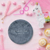 Seashell Dark Dusty Blue Modern Coasty Beach Pappteller (Party)