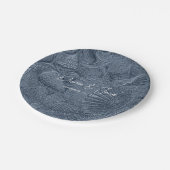 Seashell Dark Dusty Blue Modern Coasty Beach Pappteller (Schrägansicht)