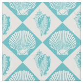 Seashell-Diamant-Seestrand-Blau Stoff (Nahaufnahme)