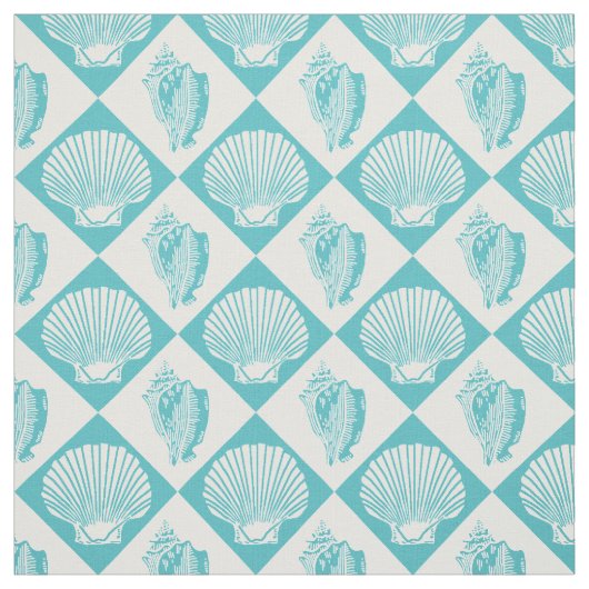 Seashell-Diamant-Seestrand-Blau Stoff (Muster)