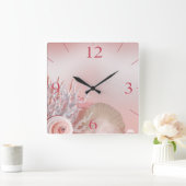 Seashell Dreams Tropical Beach | pink Quadratische Wanduhr (Zuhause)