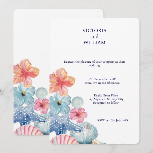 🌊 Seashell Dreams Wedding Einladung 🌊 (Vorne/Hinten)