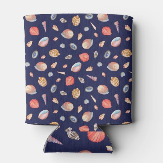 Seashell Elegance: Summer Blue Pattern. Dosenkühler (Rückseite)
