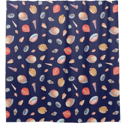 Seashell Elegance: Summer Blue Pattern. Duschvorhang (Vorderseite)