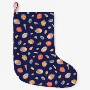 Seashell Elegance: Summer Blue Pattern. Kleiner Weihnachtsstrumpf