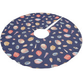 Seashell Elegance: Summer Blue Pattern. Polyester Weihnachtsbaumdecke (Schrägansicht)