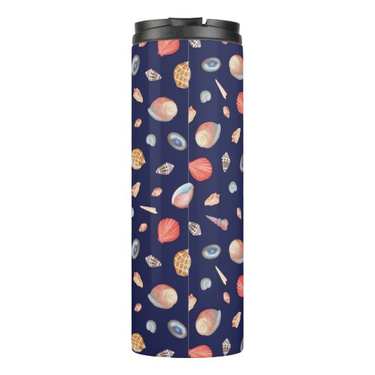 Seashell Elegance: Summer Blue Pattern. Thermosbecher (Rückseite)
