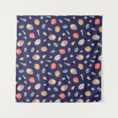 Seashell Elegance: Summer Blue Pattern. Wandteppich (Vorderseite)