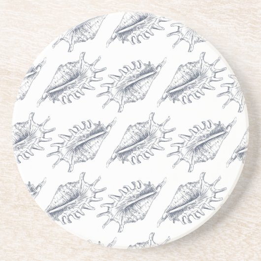 Seashell elegante, nahtlose Muster werfen Kissen Getränkeuntersetzer (Vorne)