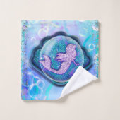 Seashell Fit für einen Meerjungfrau-Glitzer Magisc Badhandtuch Set (Waschlappen)