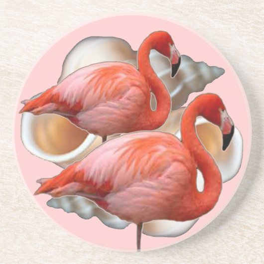 Seashell-Flamingo-Untersetzer Untersetzer (Vorne)