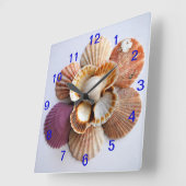 Seashell Flower Clock Square Quadratische Wanduhr (Winkel)