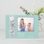 Seashell Foto Card Einladung (Stehend Vorderseite)