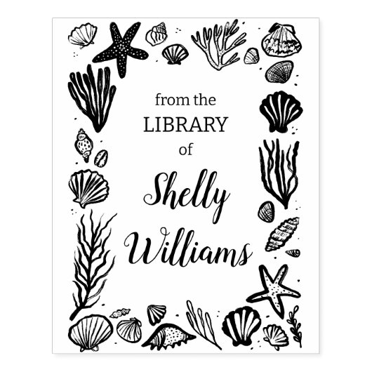 Seashell Frame Custom Ex Libris Bookplate Gummistempel (Prägung)