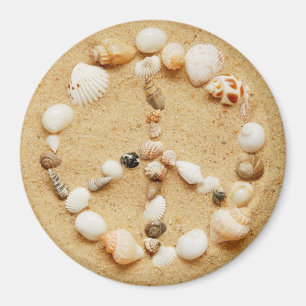 Seashell-Friedenszeichen-großer runder Magnet