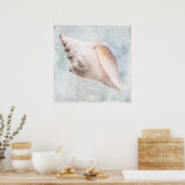 Seashell gestört Küste Blue Cream Watercolor Poster (Küche)