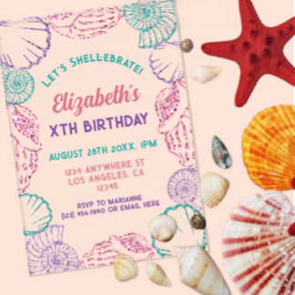Seashell Girls Birthday Acryleinladungen
